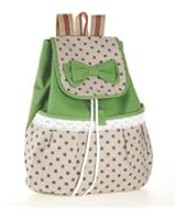 P&l Girl's Lovely Sweet Bowknot Leisure Canvas Backpack for Student (Green)