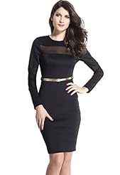 Summer Belted Cutout Mesh Polyester/Spandex Party Dress/Midi Dress 