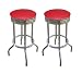 2 MAN CAVE Red Vinyl 29'' Specialty Chrome Barstools Bar Stools