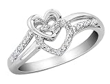 Diamond Double Heart Promise Ring in Sterling Silver