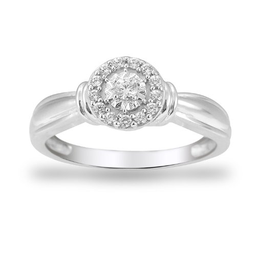 Women's Sterling Silver Engagement Ring (1/7 cttw I-J Color, I2-I3 Clarity), Size 6 Women's Sterling Silver Engagement Ring (1/7 cttw I-J Color, I2-I3 Clarity), Size 6