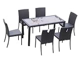 Ambientehome 63998 Essgruppe Lubango 7-teilig, Stapelstuhl ca. 140 x 70 cm, Polyrattan, gold / braun