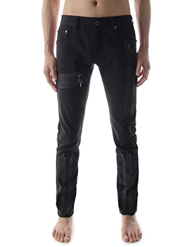 TheLees Slim Straight Low Rise Zipper Point Stretchy Cotton Pants