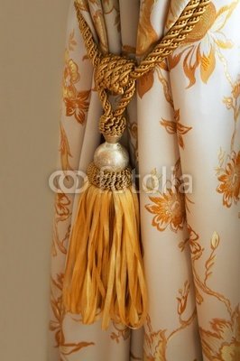 Wallmonkeys Peel and Stick Wall Decals - Curtain with an Ornament - 48