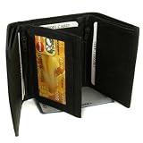 TRI-FOLD BLACK LEATHER WALLET