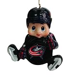 Pack of 2 NHL Columbus Blue Jackets Little Guy Hockey Player Christmas Ornaments