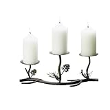 Biedermann and Sons Winter Lodge Metal Branch-Style Pillar-Candle Centerpiece