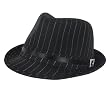 PINSTRIPE STINGY BRIM BELT CRYS FEDORA TRILBY HAT WHITE SMALL / MEDIUM