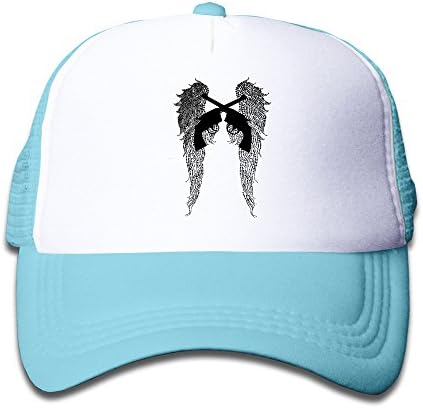 Angel Wings Pistols Tucked Kids Adjustable Mesh Trucker Hats SkyBlue