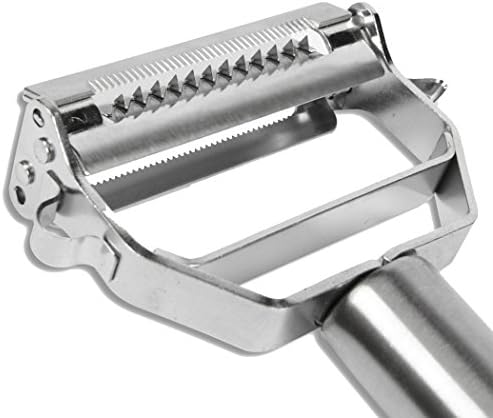 YamiCook Food Grade Ultra Sharp Stainless Steel Julienne Peeler-Zucchini Spaghetti Pasta Maker- Vegetable & Fruit Slicer with Cleaning Brush