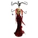 Red Velvet Feather Mannequin Jewelry Stand 14.5H