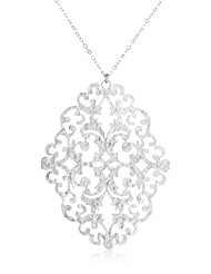 Argento Vivo Sterling Silver Lacey Laser Cut High Polished Necklace