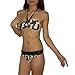 2PC SET Swim Wear: Womens Jette Comfortable & Soft, Top & Bottom Dri-Fit Surf Bikini Swimsuit - Black & Beige (Size: L)