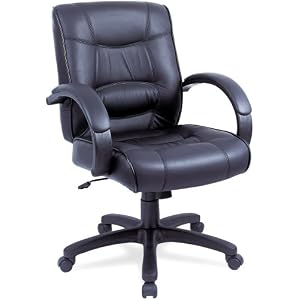 Alera SR42LS10B Strada Series Mid-Back Swivel Tilt Chair with Black Leather Upholstery by Alera