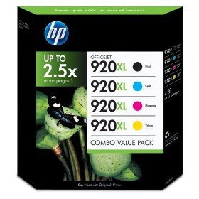 Original set HP Hewlett Packard cyan magenta yellow black No920XL cartridges for Officejet 6000 6500 7000 printers
