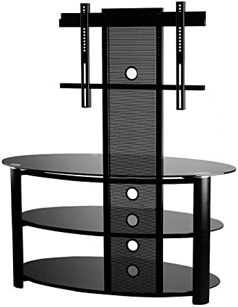 New Spec V-Hold 9 TV Stand Black Powder Coat and Black Glass