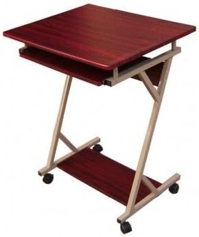 Mahogany Laptop Computer Cart Tray Table with Wheels