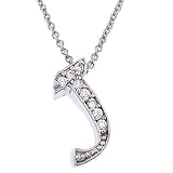Initial J Silver CZ Diamond 1/2
