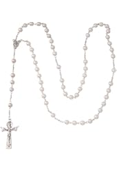 Sterling Silver PEARL ROSARY BEAD Necklace