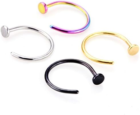 Onepalace 4 Pack Nose Ring Piercing Hoop 20 Gauge (1mm) 3/8 Inch Length (10mm)