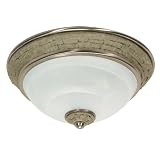 Buy 2 CFL Flush Mount Ceiling Fixture - Brushed Nickel Alabaster Swirl Glass - Energy...