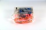 Micro LED 20 Red Color Lights Battery Operated on 7ft Long Silver Ultra Thin String Wire