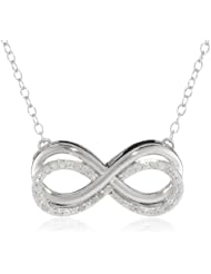 Silver Double Infinity Diamond Pendant Necklace, 16.7" (1/10cttw)
