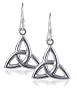 Triangle Celtic French Ear Wire Hook Sterling Silver 1" Long Dangle Earrings