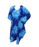 Decent Blue Col Allover Printed Kaftan Plus Size Tunic Cover Up Valentine's Day Gift