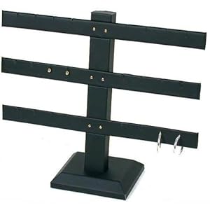 12 Pair Earring T Bar Black Leather Showcase Display
