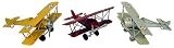 Bi-plane Airplane Set - Red, White & Yellow Metal Aircraft