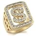 Bague homme Chevalière Bling Open - Plaqué Plaqué Or 585/1000 - Cristal autrichien - Bling Bling 