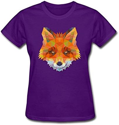 Women's Fox Animated Animal 3D T-Shirt Short Sleeve Crewneck Cotton Purple XL