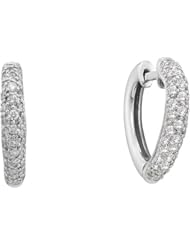 Real Diamond Earrings 0.49CTW ROUND DIAMOND LADIES FASHION HOOPS EARRINGS White-gold 14K