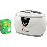 DB-Tech Sonic Sanitize Professional Ultrasonic Digital Denture Cleaning Machine - Cleans Dentures, Bite Plates or Retainers + Plus 108 Polident Double Action 3 Minute Anti-Bacterial Denture Cleanser Tablets