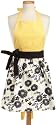 DII Snapdragon Yellow And Black Daisy Print Full Apron with a Soft Yellow Bodice and Black Waist-Sash and Bow