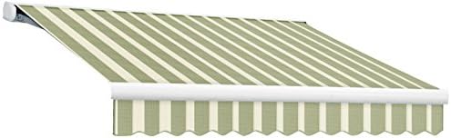 Awntech 12-Feet Key West Full-Cassette Manual Retractable Awning, 120-Inch Projection, Sage/Cream