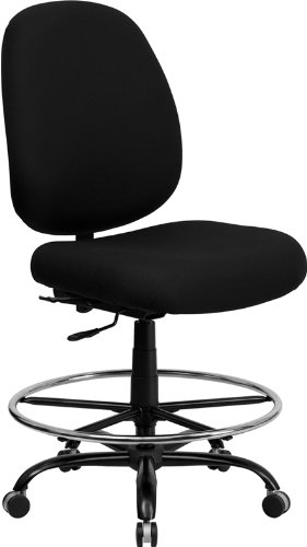 Flash Furniture WL-715MG-BK-D-GG Hercules Series 400-Pound Big/Tall Black Fabric Drafting Stool with Extra Wide Seat On Sale