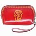Genuine Leather Wristlet Change Purse, Red Elephant Pattern Embossed, Truly Handmade.
