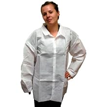 Enviroguard 60 GSM Fabric SMS Long Sleeve Shirt, Disposable, White, 4X-Large (Case of 30)
