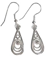 Sterling Silver Filigree Drop  Earrings