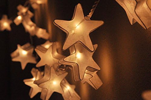 Thai Handmade 20 Star White Color Paper String Lights Wedding Hanging Party Bedroom Fairy Lights