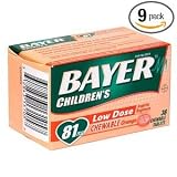 Bayer Chewable Low Dose Aspirin Orange - Value Pack, 36-Count Chewable Tablets (Pack of 9)