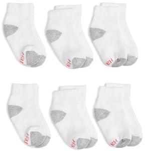 Hanes Boys Classic Ankle Sock 6-Pack,White,Medium (shoe size 9 - 2 1/2)