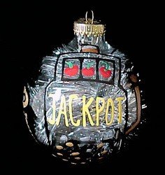 Casino Magic Slots Design - Hand Painted - Heavy Glass Ornament - 2.75 inch diameter.