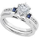 14K White Gold Sapphire & Diamond Bridal Enhancer Ring
