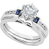 14K White Gold Sapphire & Diamond Bridal Enhancer Ring