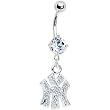 Crystalline Single Gem New York Yankees Dangle Belly Ring