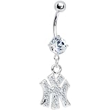 Crystalline Single Gem New York Yankees Dangle Belly Ring