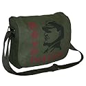 Army green canvas haversack, mens shoulder bag tote with revolution print